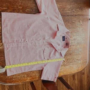 Vintage Givenchy men's button-down shirt, red and white, size M